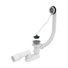 Сифон для ванни AlcaPlast A501, злив-перелив, з ланцюжком, Ø52