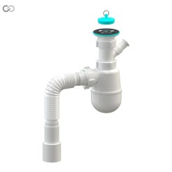 Сифон для кухонної мийки SoloPlast К-0110, відвід під пральну машину, корок