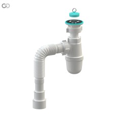 Сифон для умивальника SoloPlast Т-0215, сітка - нержавіюча сталь, гофра