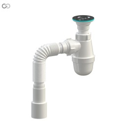 Сифон для умивальника SoloPlast У-0111, сітка - нержавіюча сталь, гофра