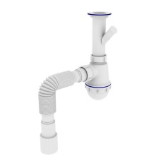 Сифон для кухонної мийки Kronoplast 1/2 зі збільшеним корпусом і відведенням до пральної машини (SM13000043)