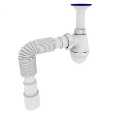 Сифон для умивальника Kronoplast 1/4 з литим випуском і гнучкою трубою Ø40х40/50 (SТ12000043)