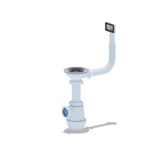 Сифон для кухонної мийки ANI-plast A0145S, 3 1/2 x 40 з гнучким переливом, без випуску