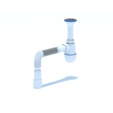 Сифон для мийки ANI-plast C0515, 1 1/2 х 40 з литим випуском, з гнучкою трубою 40 x 40/50