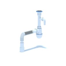 Сифон для мийки ANI-plast C1315, 1 1/4 х 40 з відведенням для пральної машини, з гнучкою трубою 40 x 40/50