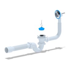 Сифон для ванни ANI-plast Е156 з випуском 1 1/2 з переливом, з гнучкою трубою 375 x 40/50