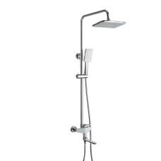 Душова система Frap F2458, поворотний вилив - перемикач на лійку/душ, 3 режими, білий/хром