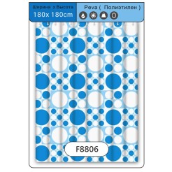 Шторка - фіранка для ванної FRAP F8806, поліетилен, 180х180 см, блакитний Шторка - фіранка для ванної FRAP F8806, поліетилен, 180х180 см, блакитний