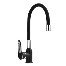 Змішувач для кухні Frap F4049-6 з гнучким виливом, чорний/хром