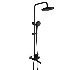 Душова система Frap F2449-6, поворотний вилив - перемикач на лійку, 3 режими, чорний/хром