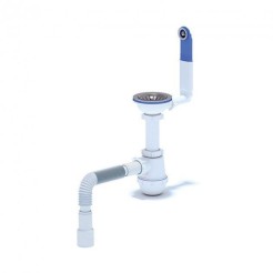 Сифон для мийки ANI-plast A0145S P15, 1 1/2 x 40 з жорстким переливом та гнучкою трубою 40 х 40/50 Сифон для мийки ANI-plast A0145S P15, 1 1/2 x 40 з жорстким переливом та гнучкою трубою 40 х 40/50