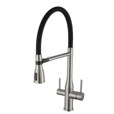 Змішувач для кухні GAPPO G4399-75 із підключенням фільтра питної води, з фіксатором, сатин/чорний