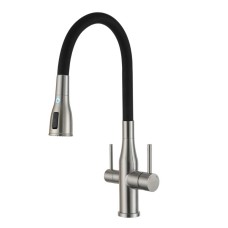 Змішувач для кухні GAPPO G4399-65 із підключенням фільтра питної води, сатин/чорний