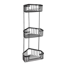 Полиця кутова FRAP F351-26, триярусна з гачками, нержавіюча сталь, чорний