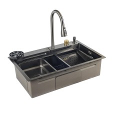 Кухонна мийка ITAL HD7246B, 720x460мм, нержавіюча сталь, сифон HD10+HD14, чорний