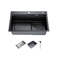 Кухонна мийка ITAL HD7546B, 750x460мм, нержавіюча сталь, чорний