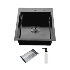 Кухонна мийка ITAL HD4050B, 400x500мм, нержавіюча сталь, чорний