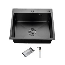 Кухонна мийка ITAL HD6050, 600x500мм, нержавіюча сталь, чорний