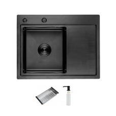 Кухонна мийка ITAL HD6350L, 630x500мм, нержавіюча сталь, ліва, чорний