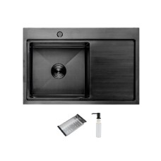 Кухонна мийка ITAL HD7850L, 750x500мм, нержавіюча сталь, ліва, чорний