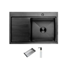Кухонна мийка ITAL HD7850R, 750x500мм, нержавіюча сталь, права, чорний