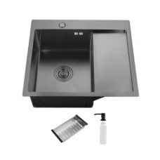 Кухонна мийка ITAL HD5851L, 580x510мм, нержавіюча сталь, ліва, чорний