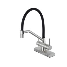 Змішувач для кухні з водоспадом GAPPO G4098-5, гнучкий вилив, сатин