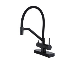 Змішувач для кухні з водоспадом GAPPO G4098-6, гнучкий вилив, чорний