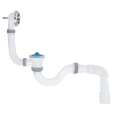 Сифон для ванни ITAL B1010 прямоточний, з випуском 1 1/2, переливом та гофротрубою 40х40/50