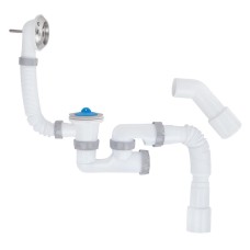 Сифон для ванни ITAL B1012 з ревізією, випуском 1 1/2, переливом, гофротрубою 40х40/50 та патрубком135º