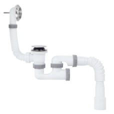 Сифон для ванни ITAL B1013K з ревізією, випуском Сlick-Сlack, переливом, гофротрубою 40х40/50