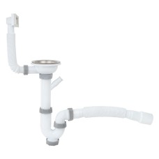 Сифон для ванни ITAL P1112 прямоточний, з різьбовим випуском 1/2х40, переливом та гофротрубою