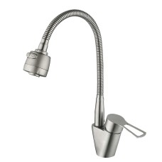 Змішувач для кухні WEZER POD4D-16 з рефлекторним виливом, нержавіюча сталь, Ø35, сатин