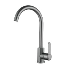 Змішувач для кухні WEZER EKO4K-09-GUNGREY, поворотний вилив, нержавіюча сталь, збройова сталь