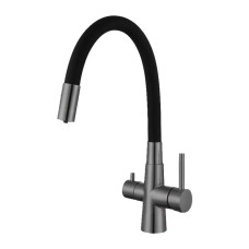 Змішувач для кухні WEZER INX4C-08-GUNGREY під осмос, гнучкий, нержав. сталь, збройова сталь