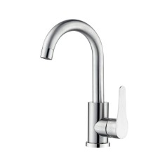 Змішувач для умивальника WEZER EKO1D-17, поворот. вилив, нерж. сталь, сатин