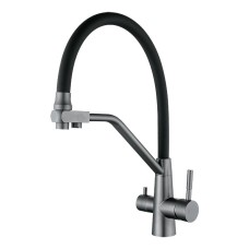 Змішувач для кухні WEZER INX4A-08 GUNGREY під осмос, нержавіюча сталь, Ø35, збройова сталь