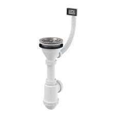 Сифон для кухонної мийки AlcaPlast A447 з нержавіючою решіткою, гофроперелив, 1/2х115