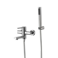 Змішувач для ванни WEZER LIL3-18, поворотний вилив, нерж. сталь, Ø35, сатин