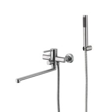 Змішувач для ванни WEZER LIL7-18, довгий поворотний вилив, нержавіюча сталь, Ø35, сатин