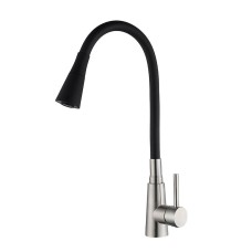 Змішувач для кухні WEZER LIL4B-18 гнучкий, нержавіюча сталь, Ø35, сатин/чорний