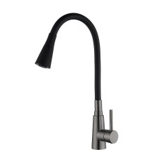 Змішувач для кухні WEZER LIL4B-18-GUNGREY гнучкий, нержавіюча сталь, Ø35, збройова сталь/чорний