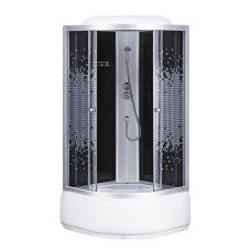 6690A, Sansa, гідробокс 100 х 100 см, рама сатин, скло сіре, заднє скло чорне