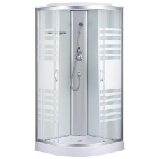 7790A, Sansa, гідробокс 90 x 90 см, рама сатин, скло прозоре-lines, заднє скло біле