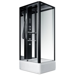 NA114-3A, Miracle, гідробокс з КПК, 100 х 80 см, рама чорна, скло прозоре, задня стінка і дах дзеркальні NA114-3A, Miracle, гідробокс з КПК, 100 х 80 см, рама чорна, скло прозоре, задня стінка і дах дзеркальні