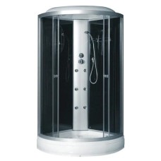 TMS-885/15, Fabio, гідробокс 100 х 100 см, рама сатин, скло сіре, заднє скло чорне